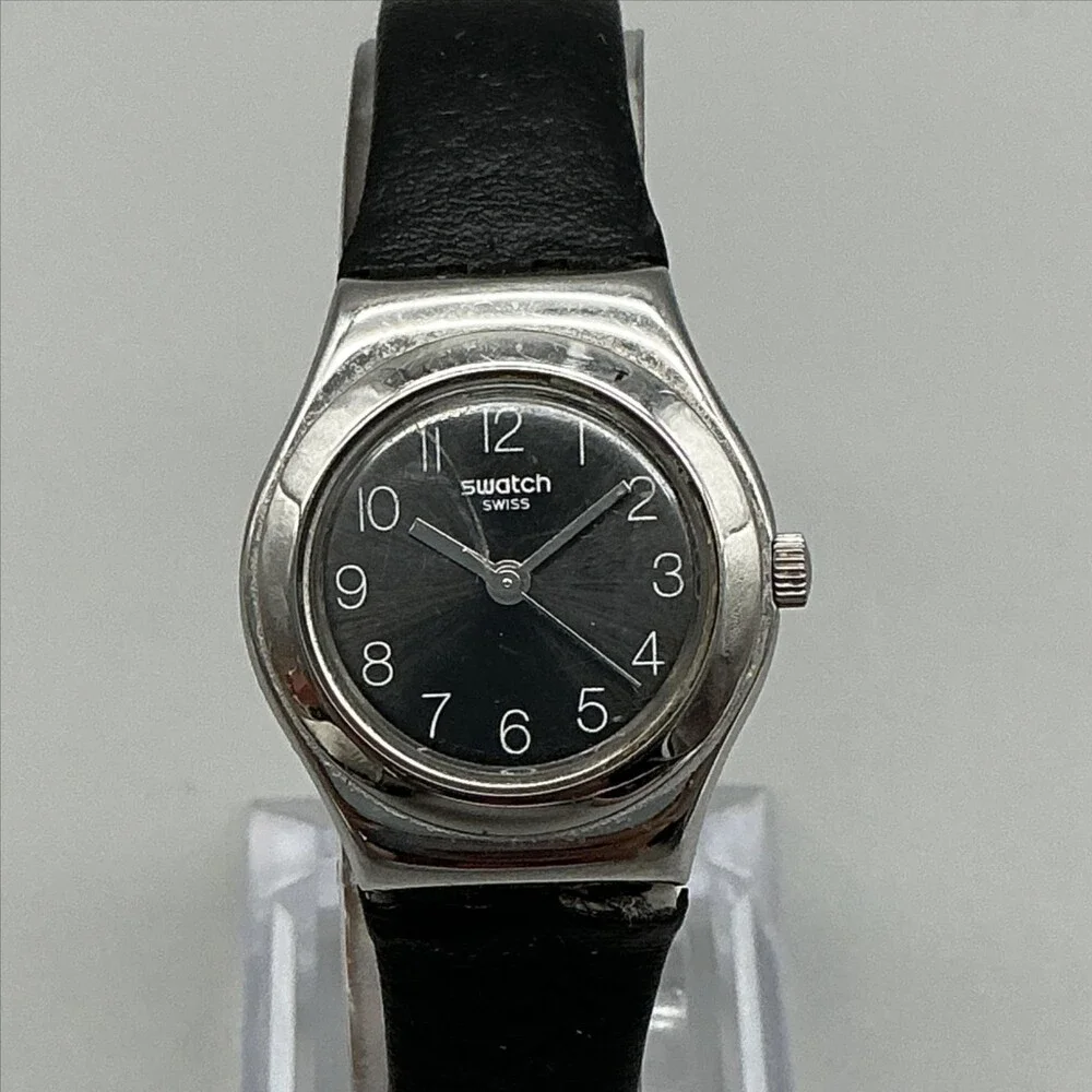 Swatch Irony Smoothly Black Womens Watch 25mm Black Dial Stainless New Battery